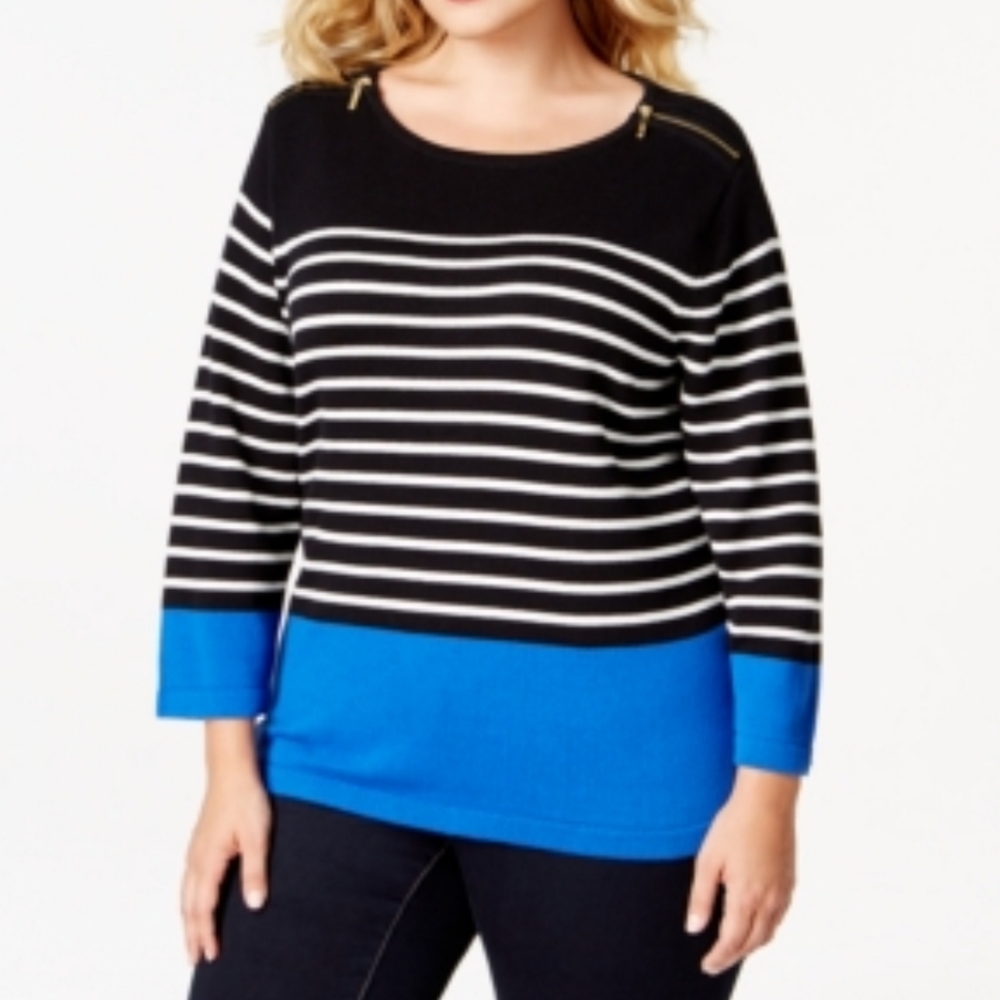Karen Scott

Plus Size Cotton Colorblocked Sweater